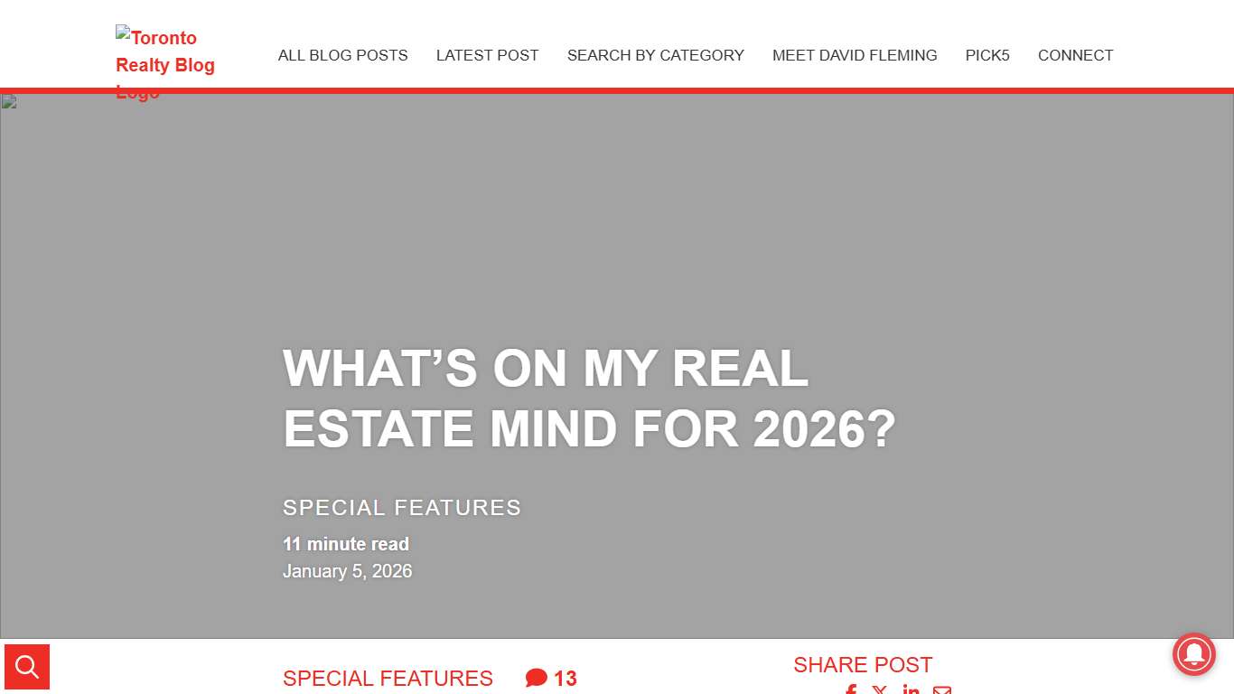 What's On My Real Estate Mind For 2026? Toronto Realty Blog